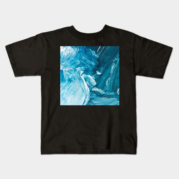 blue white paint strokes Kids T-Shirt by stupidpotato1